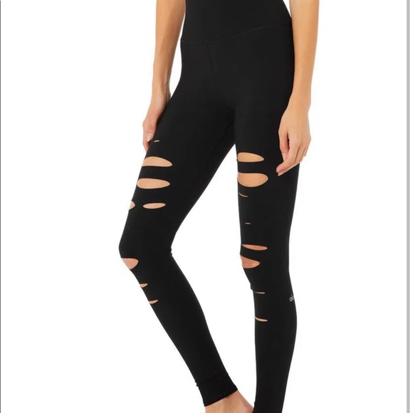 Alo Yoga 7/8 Ripped Warrior Leggings - Picture 1 of 6